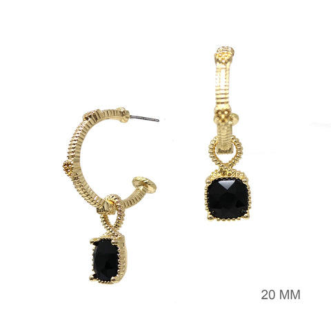 WH Earrings Gold and Black E-4836BK