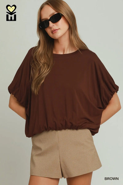 Umgee Tops Double Lined Bubble Sleeve H1010