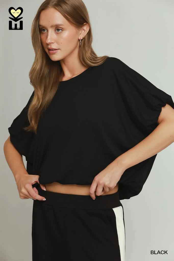 Umgee Tops Double Lined Bubble Sleeve H1010