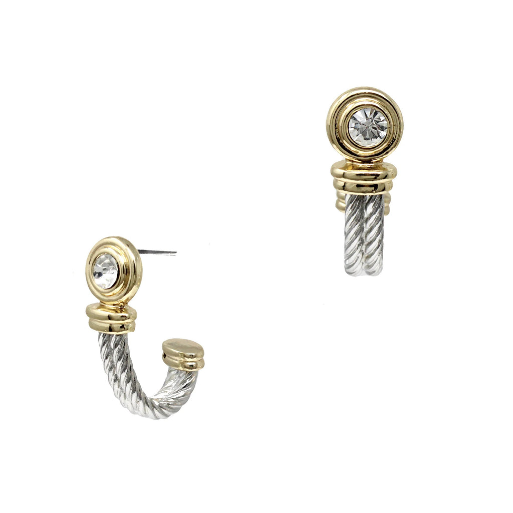 WH Earrings 1" Crystal with Gold E-4789G