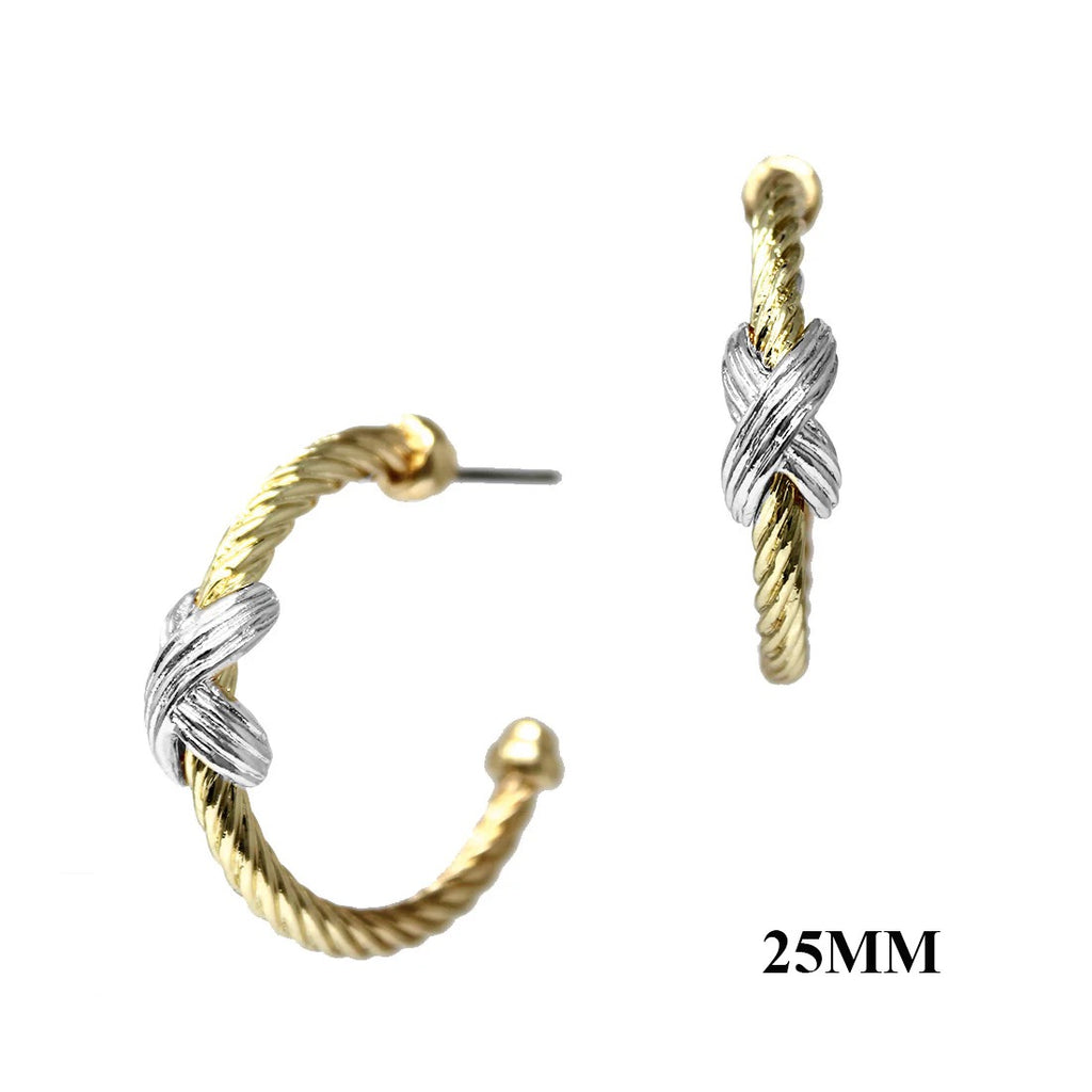 WH Earrings 1.5" Gold Wire with Silver E-4840GS