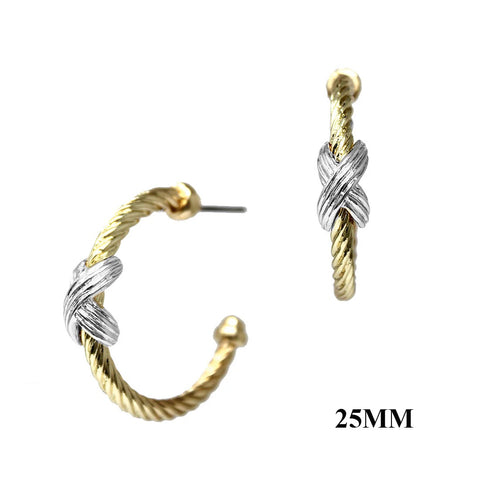 WH Earrings 1.5" Gold Wire with Silver E-4840GS