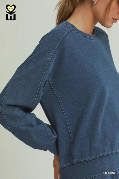 Pants Set Denim Washed Blue Set