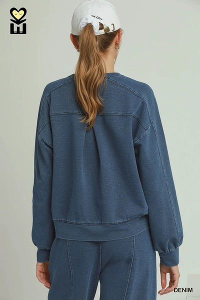 Pants Set Denim Washed Blue Set