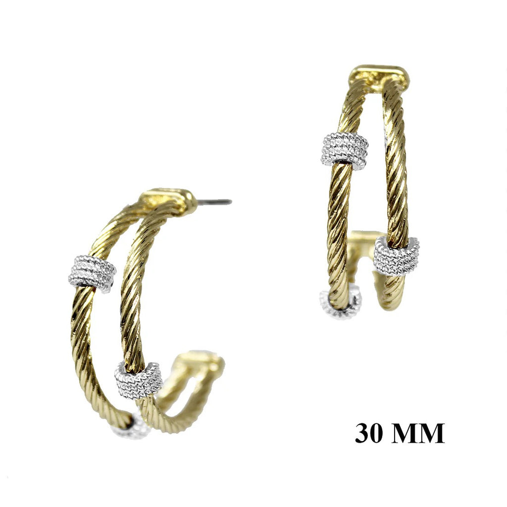 WH Earrings Gold Wired with Silver 1.5" E-4839GS