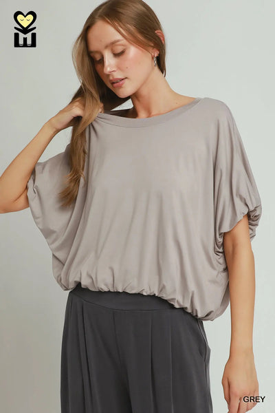 Umgee Tops Double Lined Bubble Sleeve H1010
