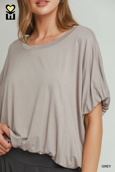 Umgee Tops Double Lined Bubble Sleeve H1010