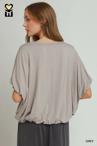 Umgee Tops Double Lined Bubble Sleeve H1010
