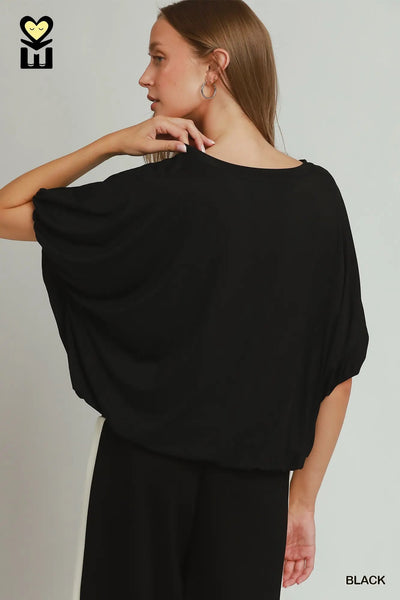 Umgee Tops Double Lined Bubble Sleeve H1010