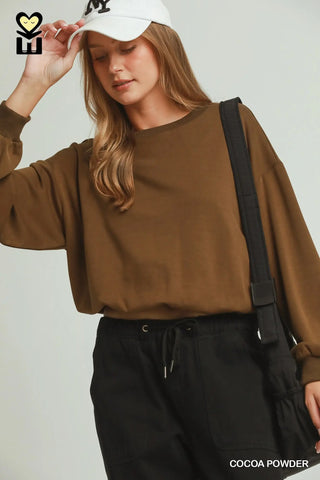 Tops Select Luxeknit Bubble Hem Cocoa Powder