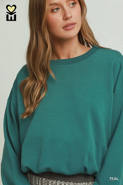 Tops Select Luxeknit Bubble Hem Cocoa Powder or Teal
