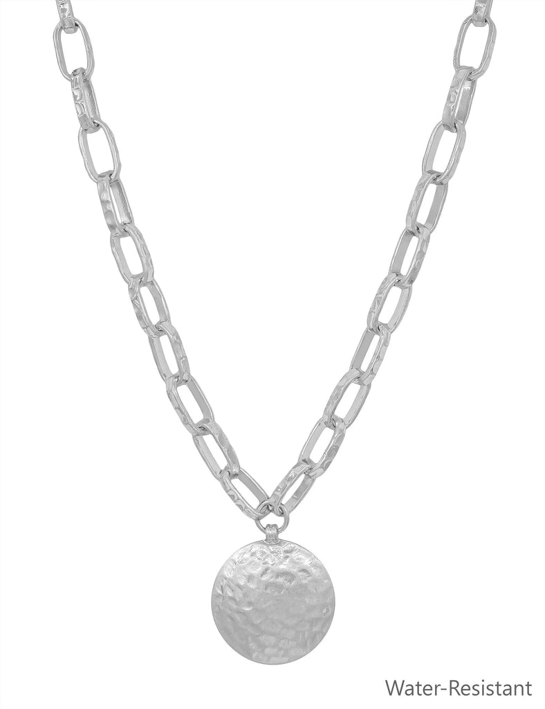 WH Silver Open Chain Hammered Circle N-3426S