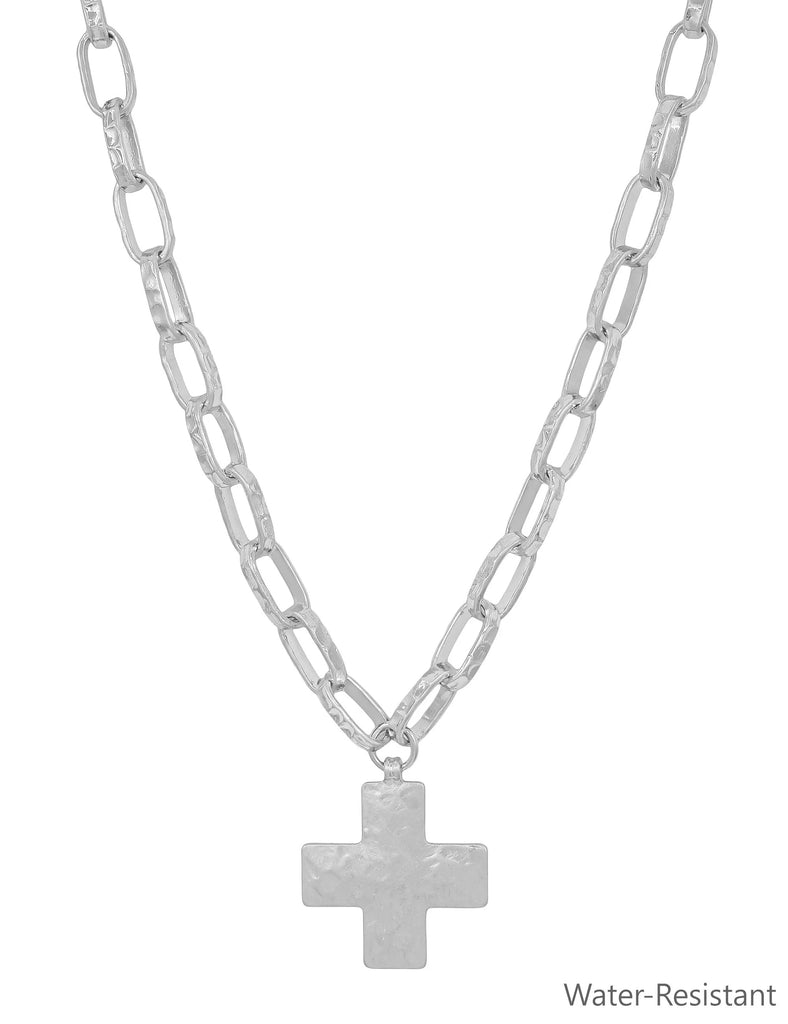 WH Silver Open Chain with Hammered Cross N-3425S