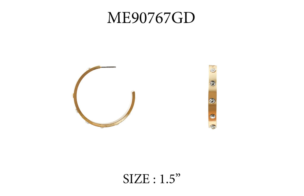 WH Gold Hoop with Rhinestone 1.5" E-4701G