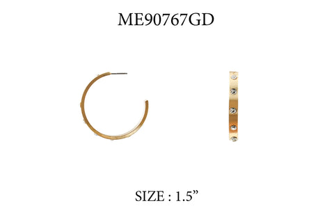 WH Gold Hoop with Rhinestone 1.5" E-4701G