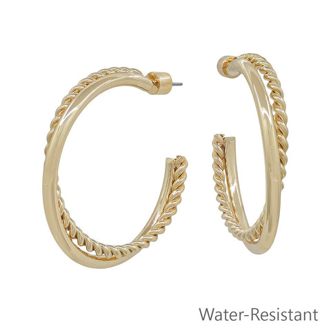 WH Earring 2" Braided Gold Hoop Twist E-4760G