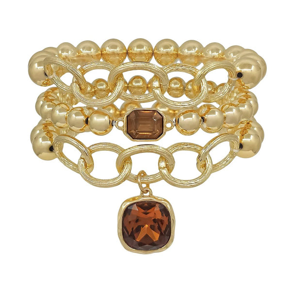 WH Bracelet 3 8MM & 10MM Crystal Sone Stretch Bracelet EMB1789