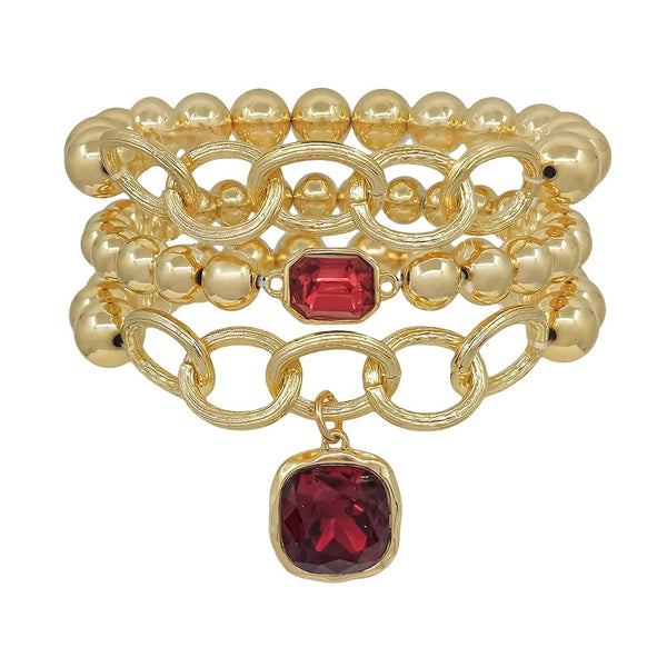 WH Bracelet 3 8MM & 10MM Crystal Sone Stretch Bracelet EMB1789