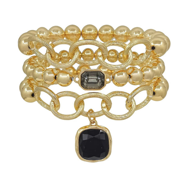 WH Bracelet 3 8MM & 10MM Crystal Sone Stretch Bracelet EMB1789