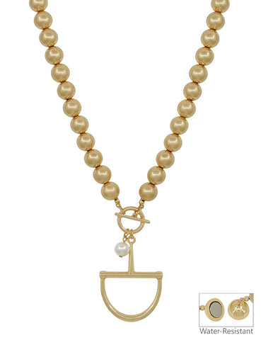 WH Necklace Horse Bit and Pearl Charm N-3428G