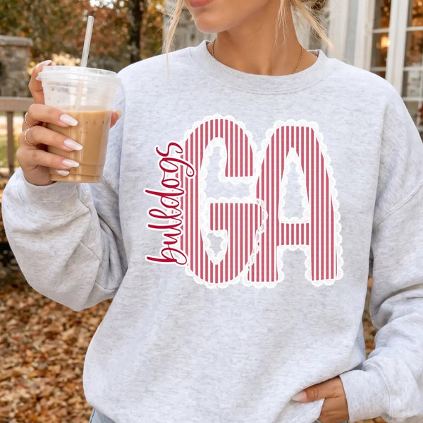 Georgia Lace Trim GA Bulldogs Tee or Sweatshirt