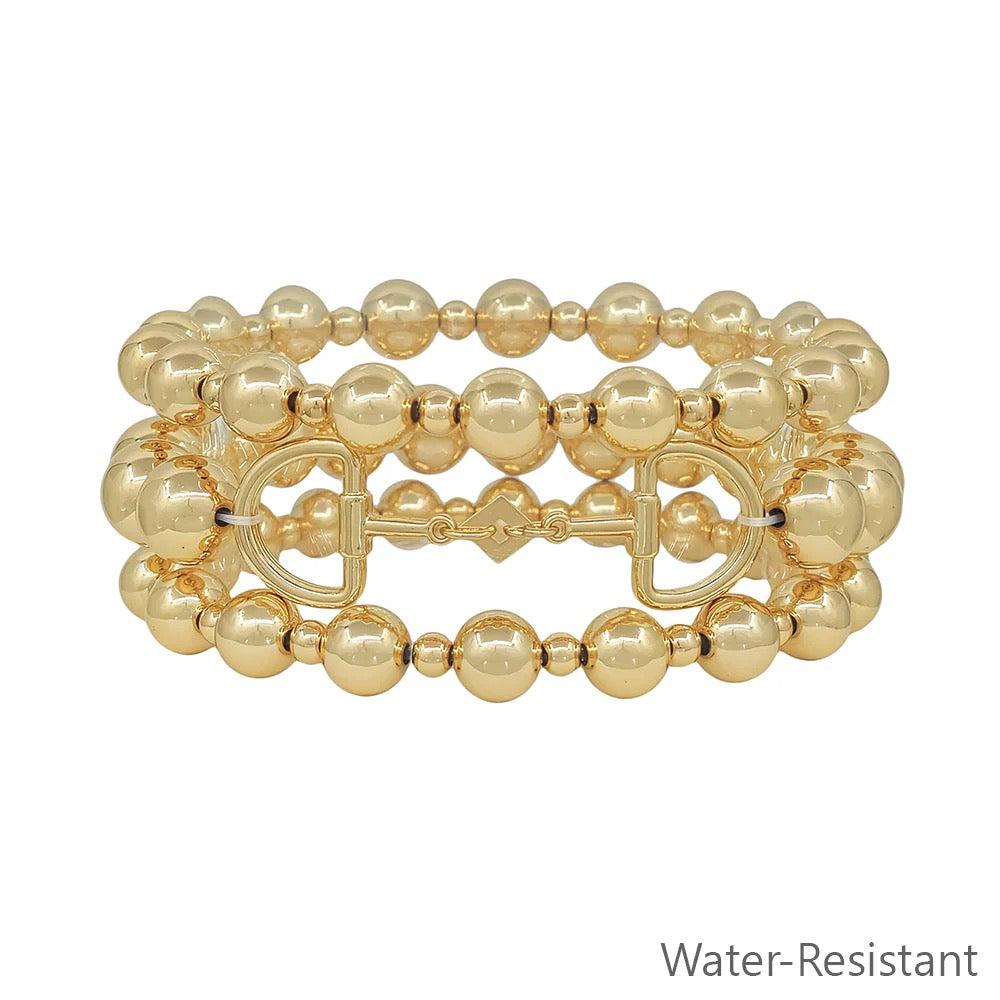 WH Bracelet Gold Horse Bit Stretch B-2483G