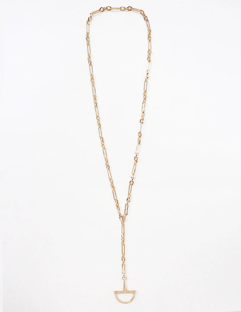 WH Necklace Gold Chain with Horsebit Y Drop N-3408G