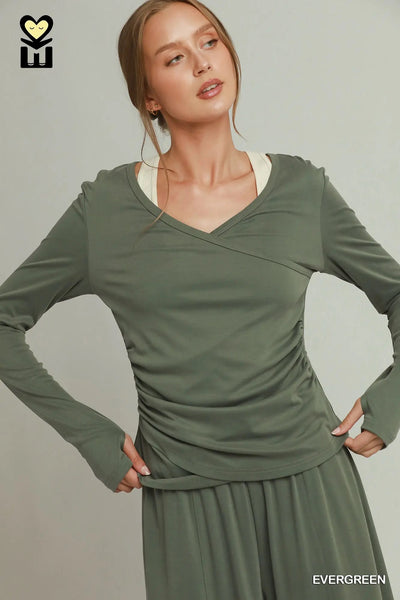 Crossover Long Sleeve Pant Set Umgee H1046