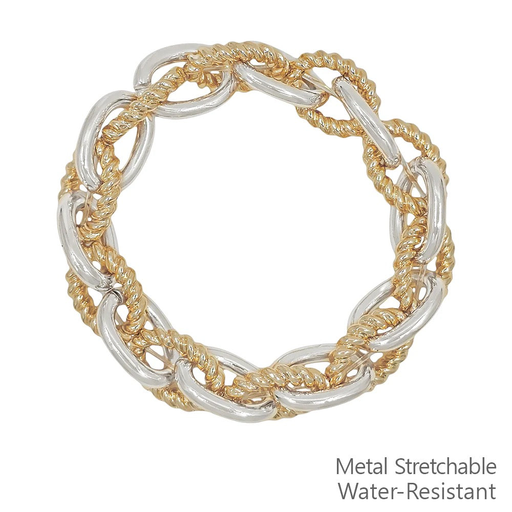 WH Bracelet Gold and Silver Chain Stretch B-2383GS