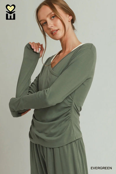 Crossover Long Sleeve Pant Set Umgee H1046