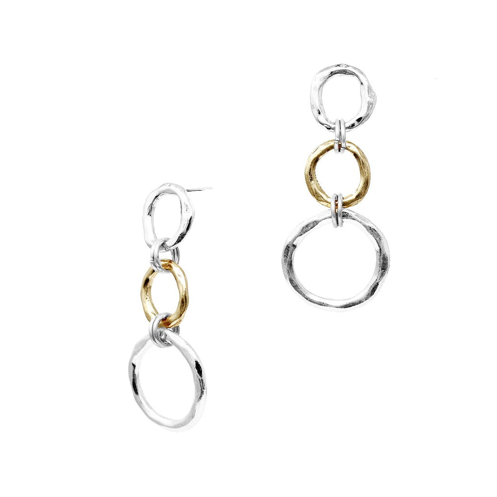 WH Earrings Open Silver and Gold 1.5" E-4820SG