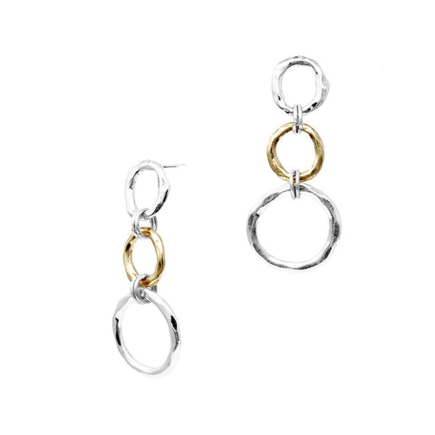 WH Earrings Open Silver and Gold 1.5" E-4820SG