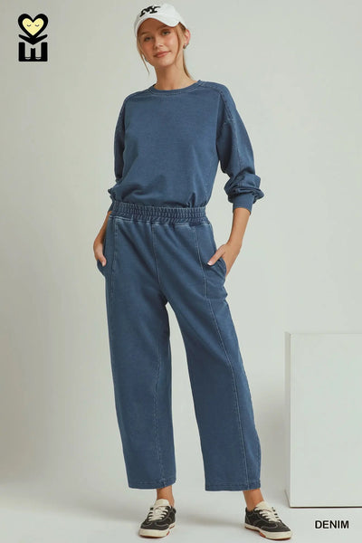 Pants Set Denim Washed Blue Set