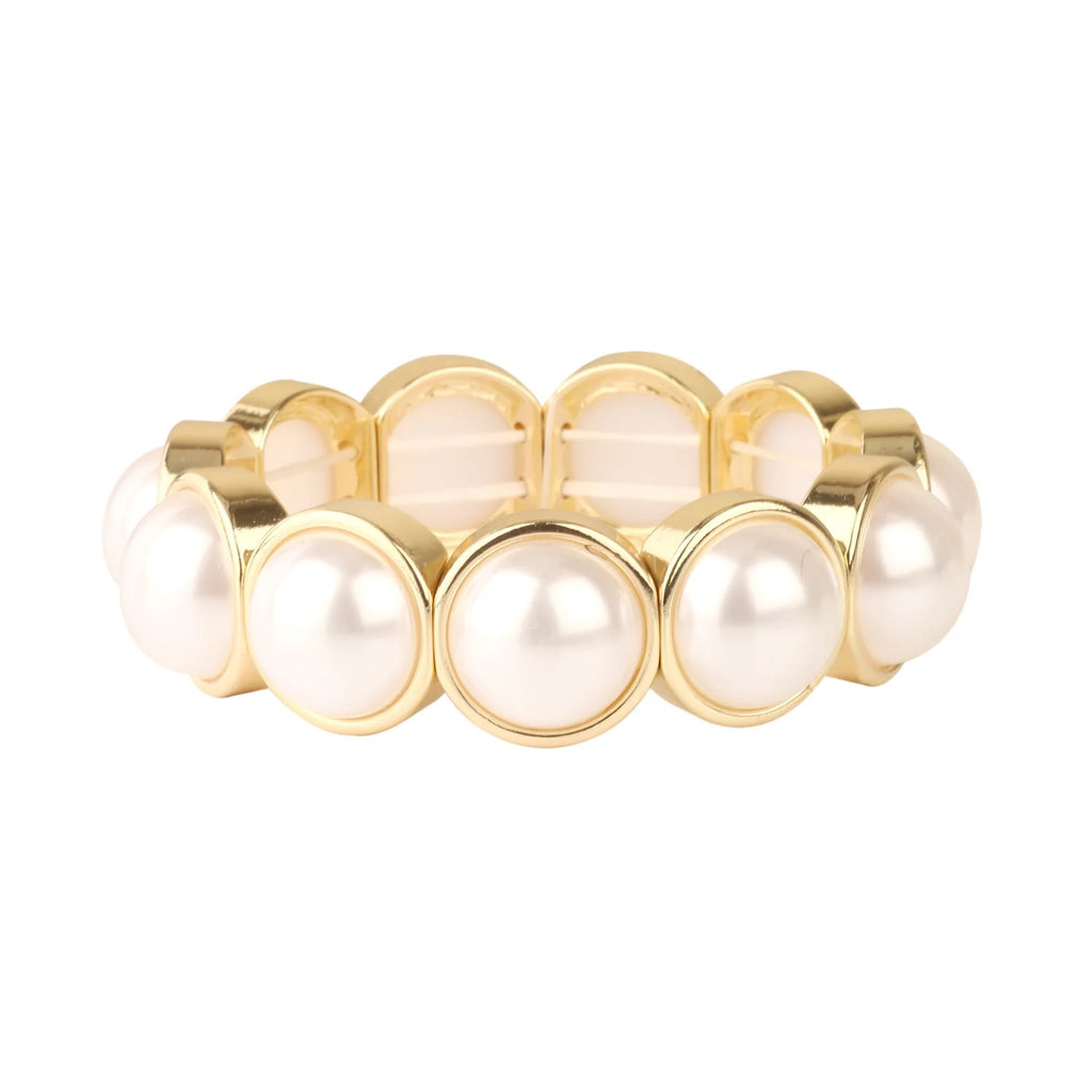 WH Bracelet Gold Pearl Stretch B-2387G