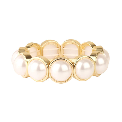 WH Bracelet Gold Pearl Stretch B-2387G