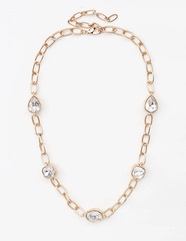 WH Necklace Gold Chain Teardrop Stone N-2866CL