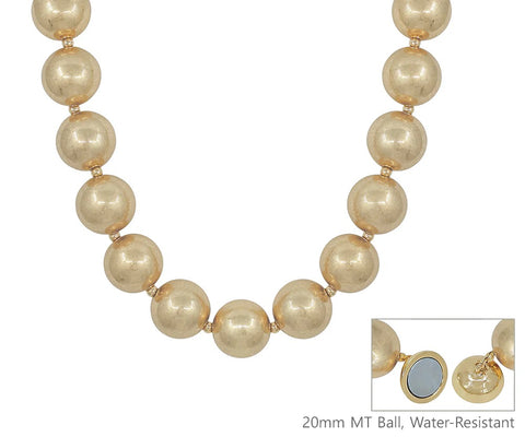 WH Necklace 20MM Worn Gold Beaded N-3376G