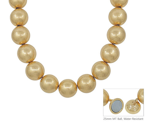 WH Necklace 25MM Worn Gold Beaded N-3377G
