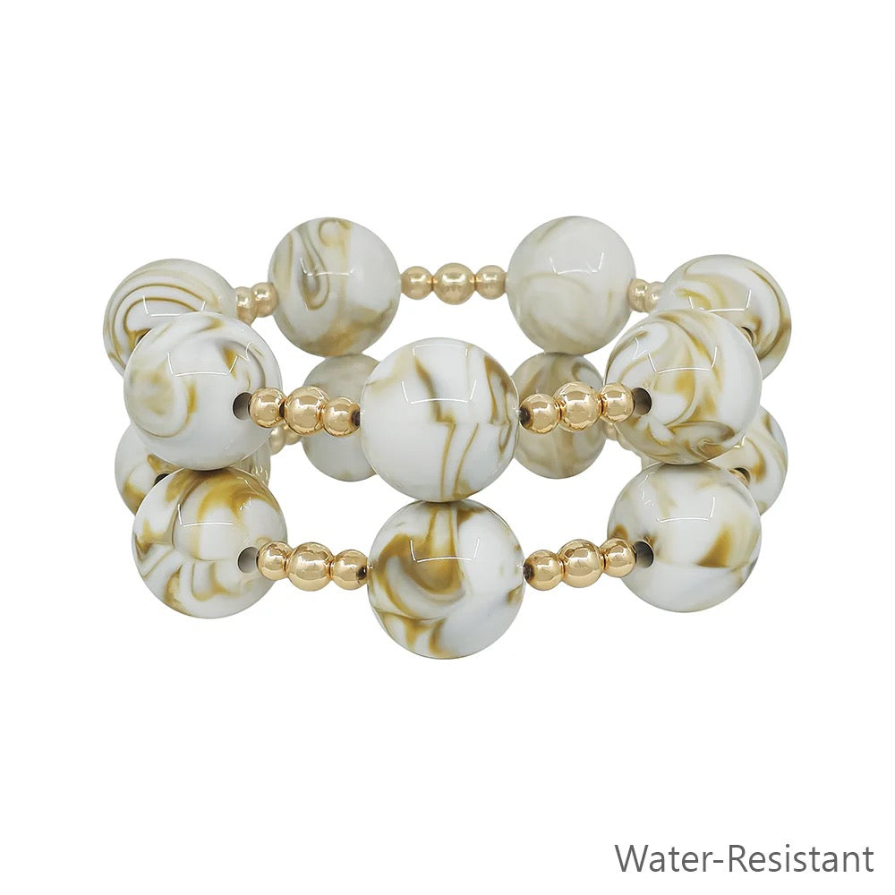 WH Bracelets 2 Gold Beaded with 20MM Large Natural B-2460N