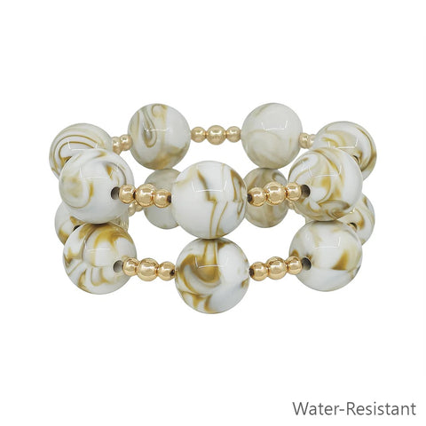WH Bracelets 2 Gold Beaded with 20MM Large Natural B-2460N