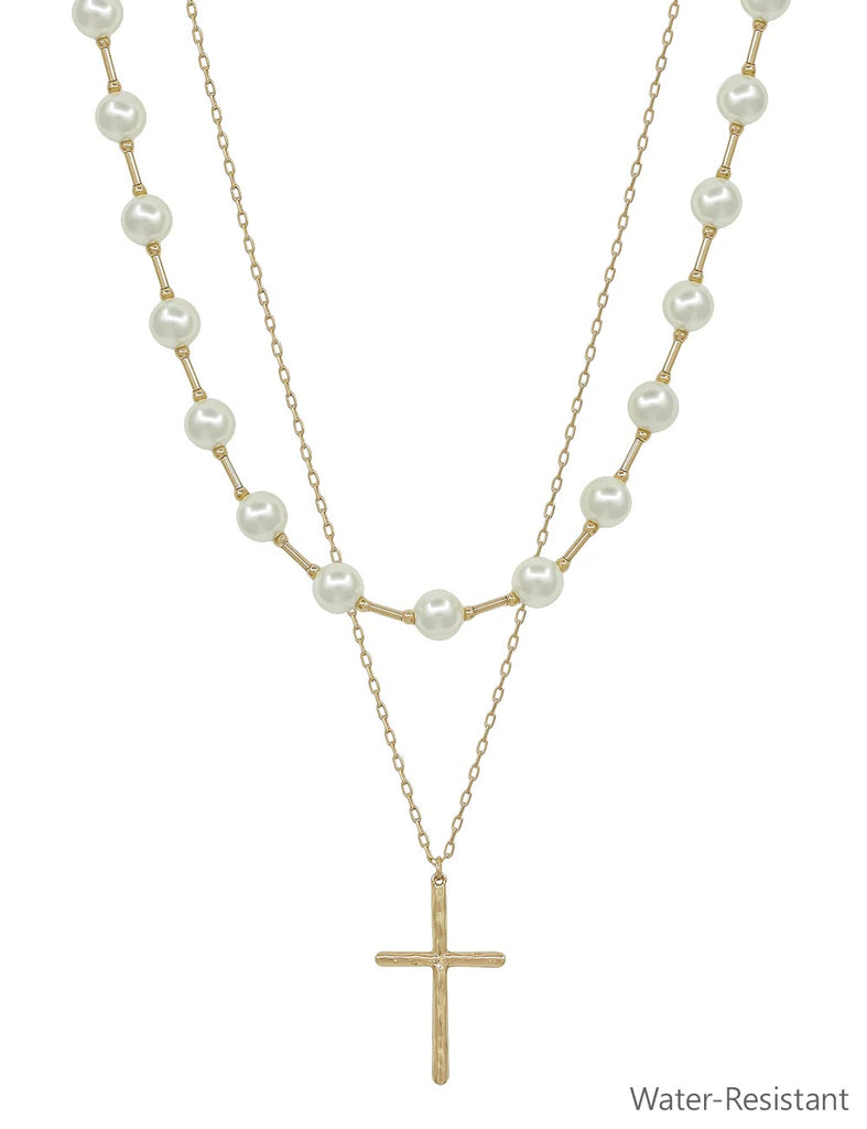 WH Necklace Pearl and Cross N-3460PL