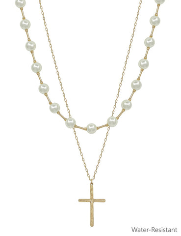 WH Necklace Pearl and Cross N-3460PL