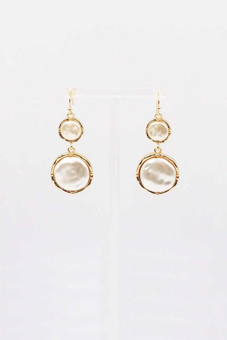 WH Earrings Coin Pearl Double Drop E-4657G