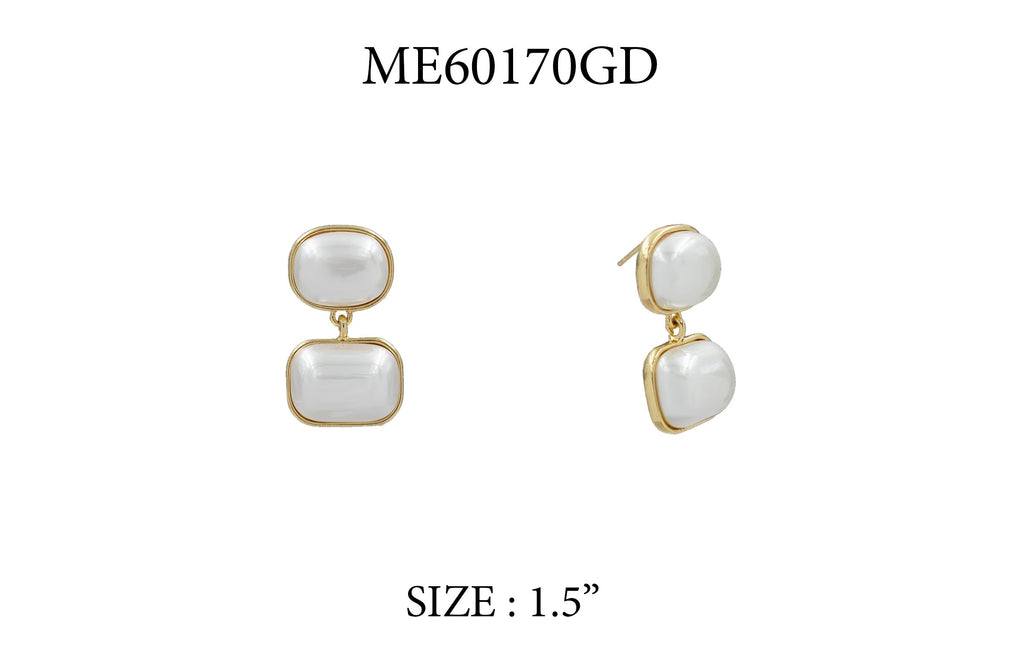 WH Earrings Double Pearl and Gold 1.5 E-4700G