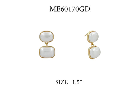 WH Earrings Double Pearl and Gold 1.5 E-4700G