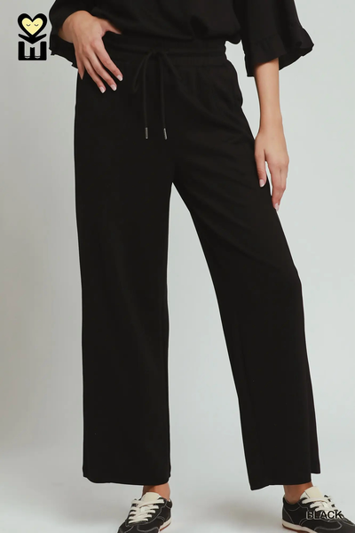 Umgee Luxeknit Round Neck Ruffle Pant Set H1089BM