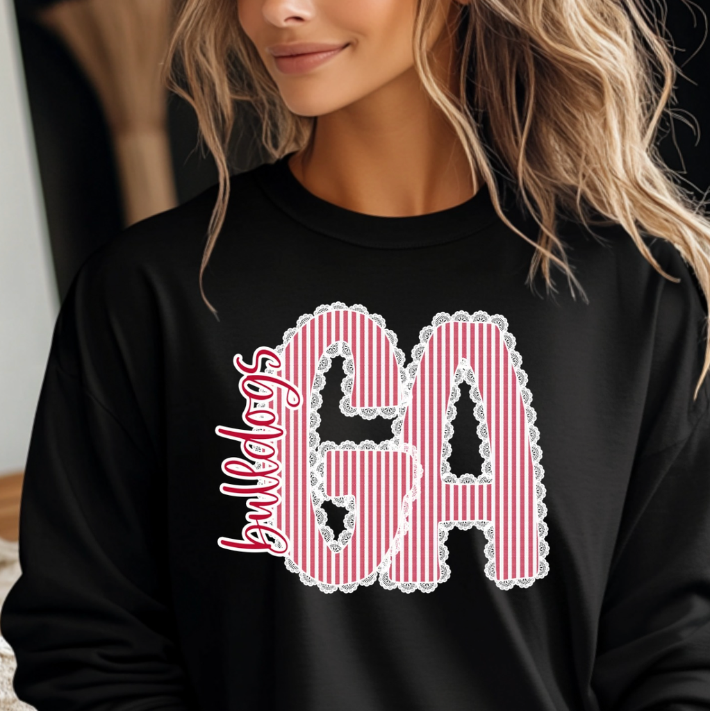 Georgia Lace Trim GA Bulldogs Tee or Sweatshirt