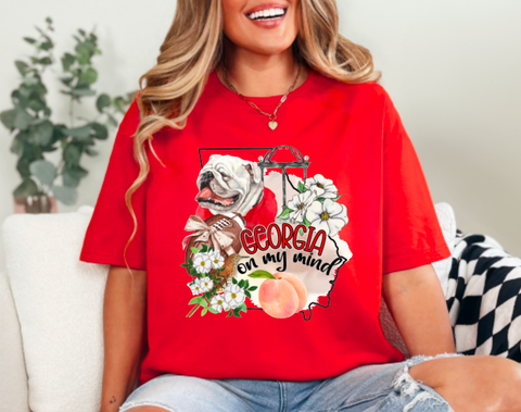 Watercolor Georgia Things Graphic Tee Bulldogs : S