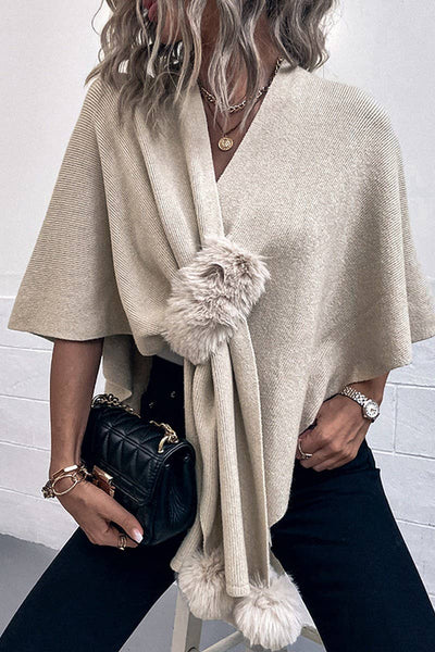 Shawl Wool Ball Cape Knitted Shawl 0052