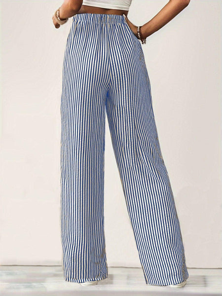 Striped slacks striped wide-leg pants